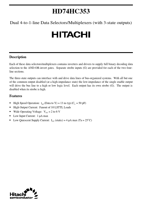 HD74HC353 Hitachi Semiconductor