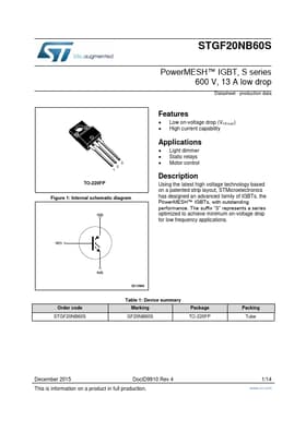 STGF20NB60S