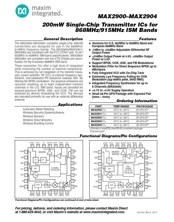 MAX2901 Maxim Integrated