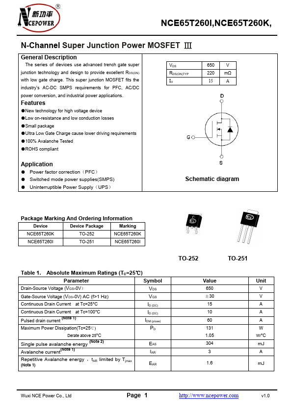 <?=NCE65T260K?> डेटा पत्रक पीडीएफ