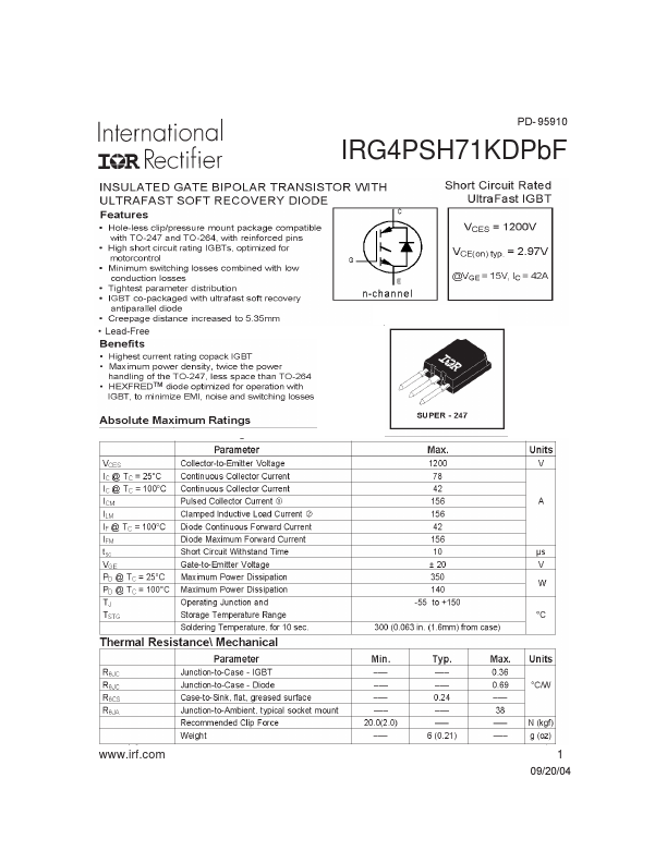 IRG4PSH71KDPBF International Rectifier