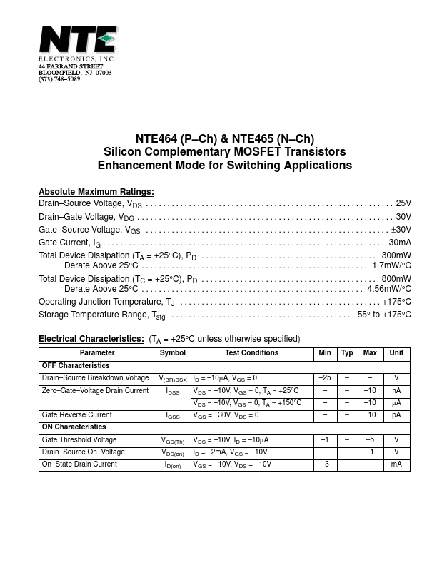 NTE464 NTE