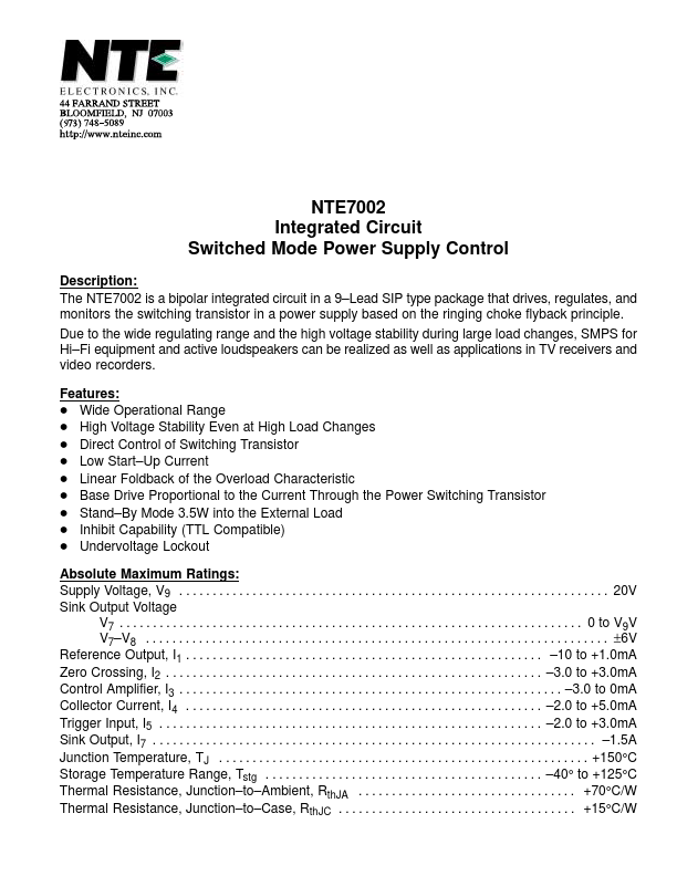 NTE7002 NTE Electronics