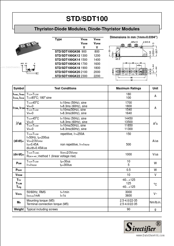 STD100 Sirectifier Semiconductors