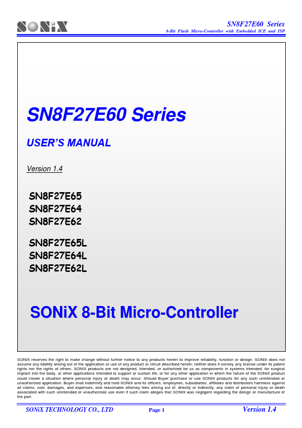 SN8F27E65L Sonix