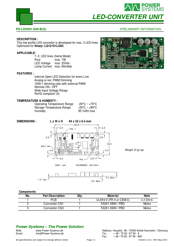 PS-LD0301-020-B Power Systems
