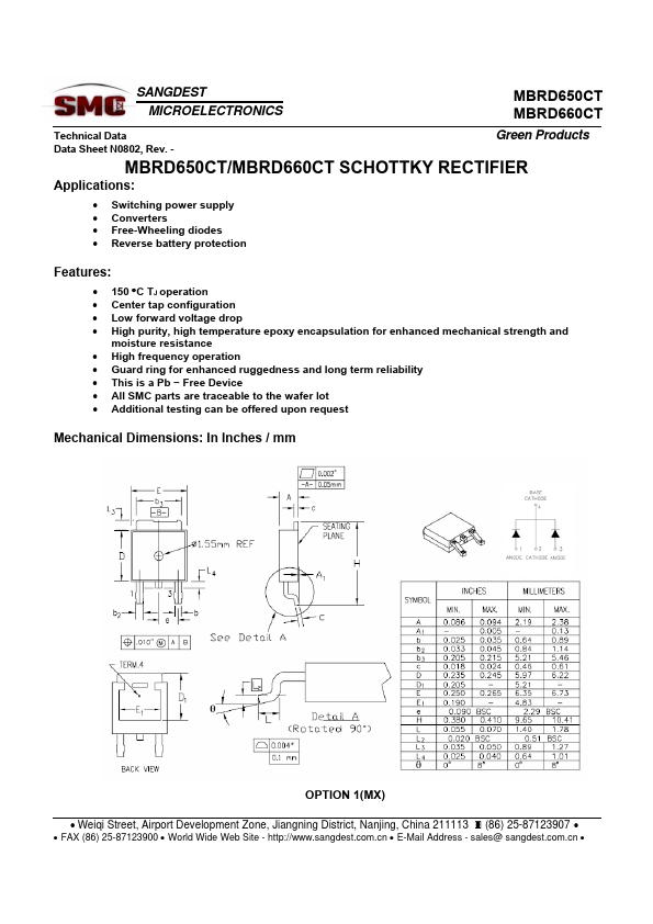 MBRD650CT SANGDEST MICROELECTRONICS