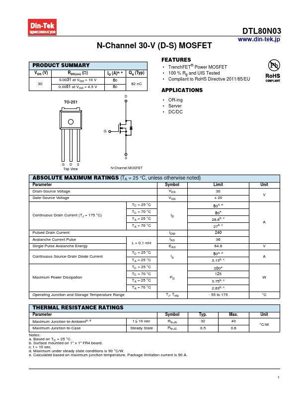 <?=DTL80N03?> डेटा पत्रक पीडीएफ
