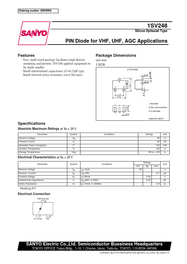 1SV248 Sanyo Semicon Device