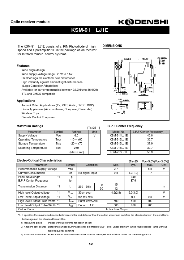 <?=KSM-912LJ1E?> डेटा पत्रक पीडीएफ