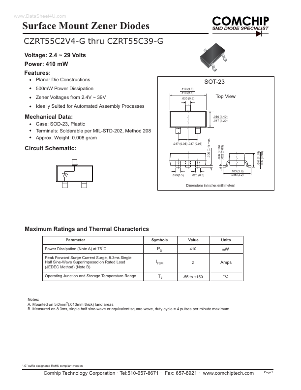 CZRT55C33-G Comchip Technology