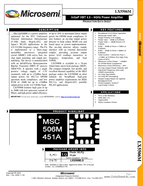 LX5506M Microsemi Corporation
