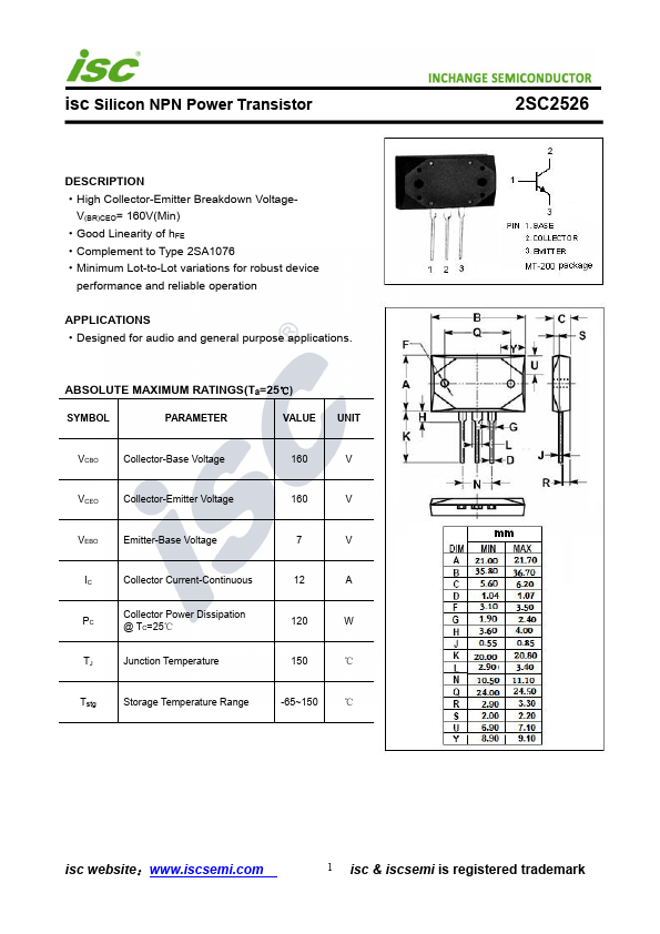 2SC2526 Inchange Semiconductor