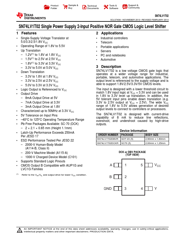 <?=SN74LV1T02?> डेटा पत्रक पीडीएफ