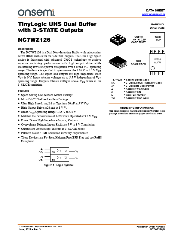 NC7WZ126 ON Semiconductor