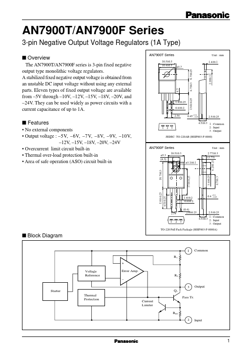 AN7900T Panasonic Semiconductor