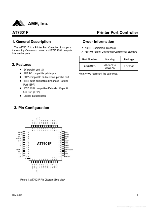 <?=AT7601F?> डेटा पत्रक पीडीएफ