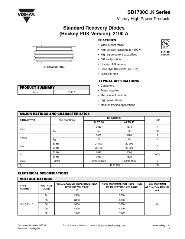 <?=SD1700C40K?> डेटा पत्रक पीडीएफ