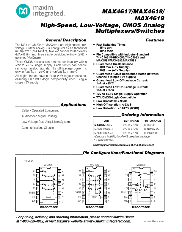 MAX4618 Maxim Integrated