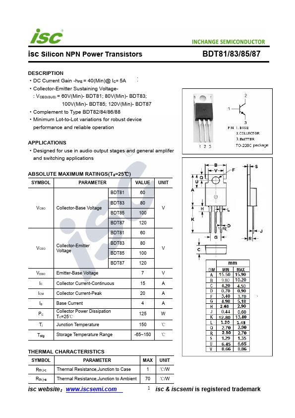 BDT81 Inchange Semiconductor