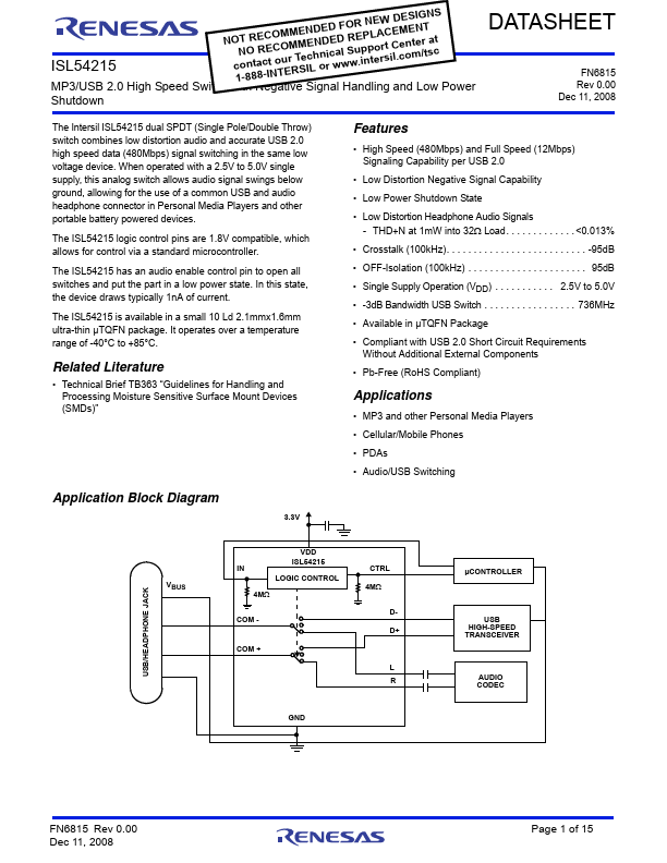 ISL54215 Renesas