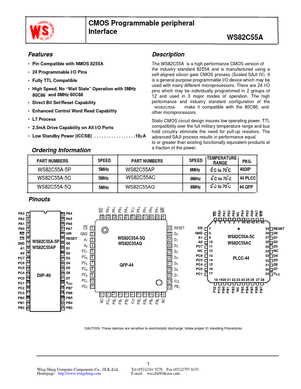 WS82C55A-5P Wing Shing Computer Components