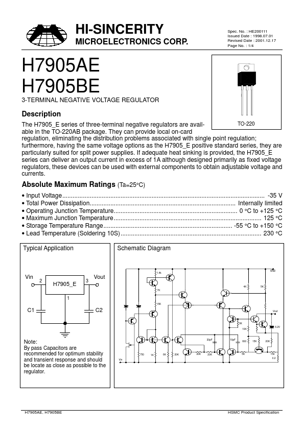 <?=H7905?> डेटा पत्रक पीडीएफ