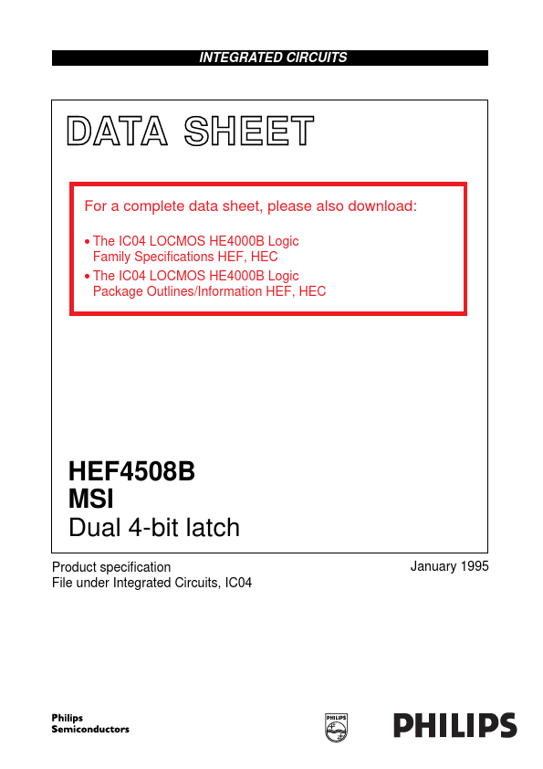 <?=HEF4508B?> डेटा पत्रक पीडीएफ