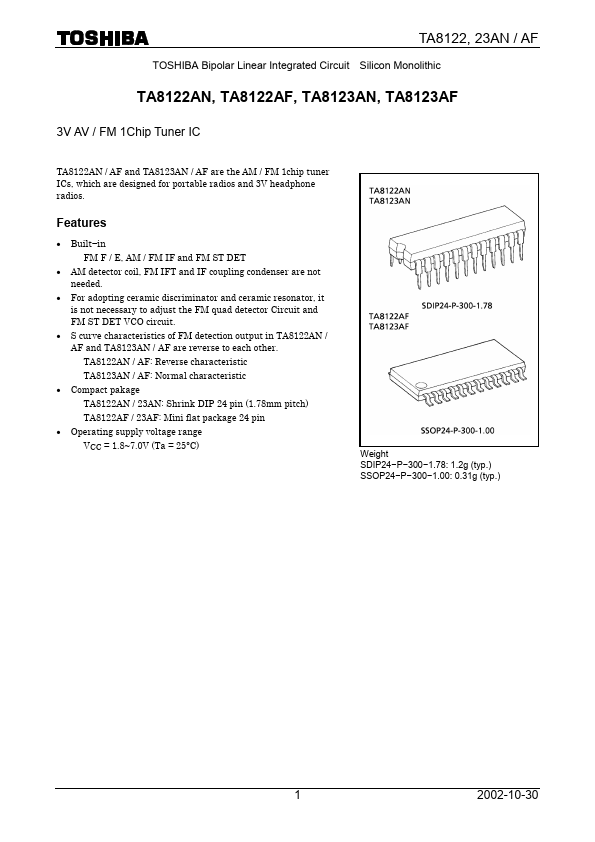 TA8122AF Toshiba Semiconductor