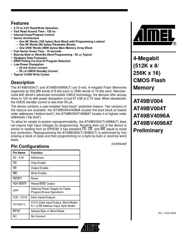 AT49BV4096AT ATMEL