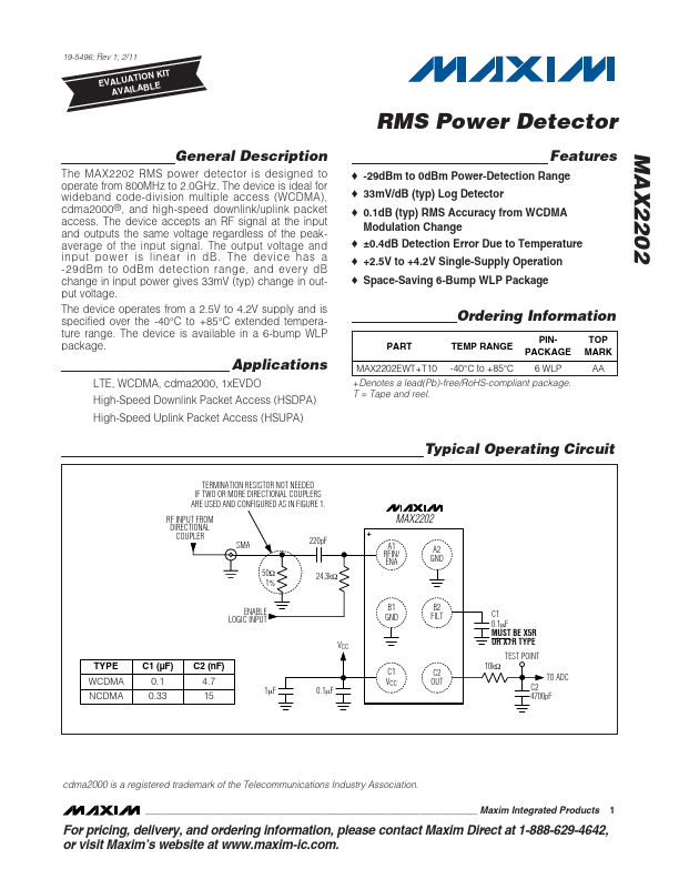 MAX2202 Maxim Integrated