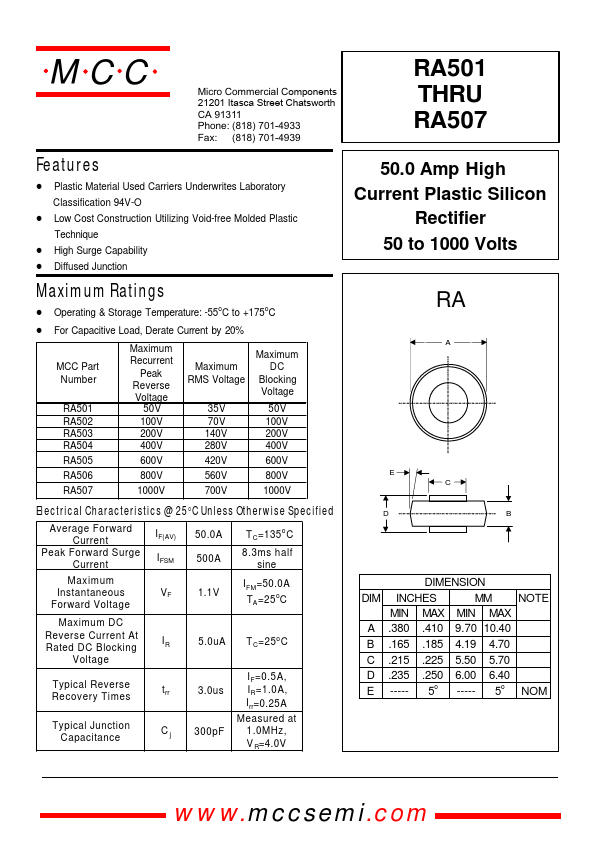 RA503 Micro Commercial Components