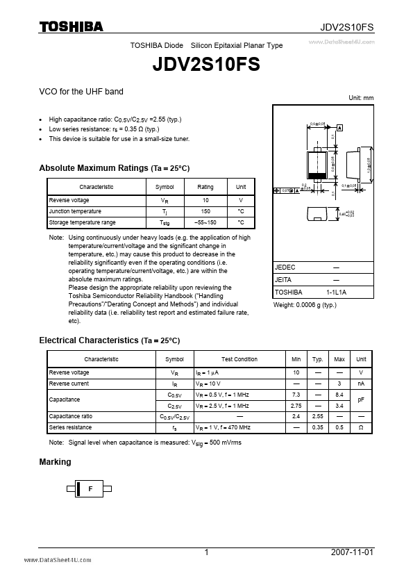 <?=JDV2S10FS?> डेटा पत्रक पीडीएफ