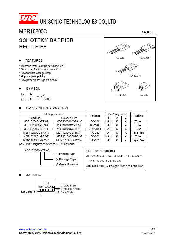 MBR10200C Unisonic Technologies