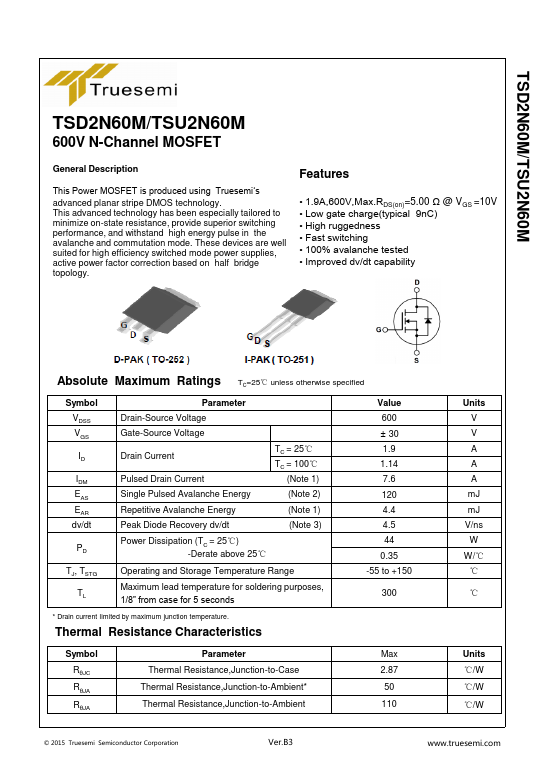 <?=TSU2N60M?> डेटा पत्रक पीडीएफ