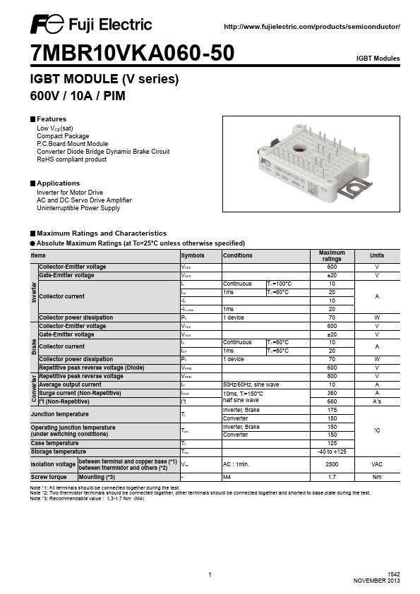 <?=7MBR10VKA060-50?> डेटा पत्रक पीडीएफ