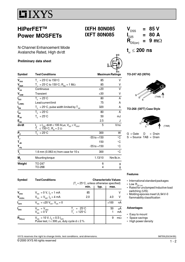 IXFT80N085