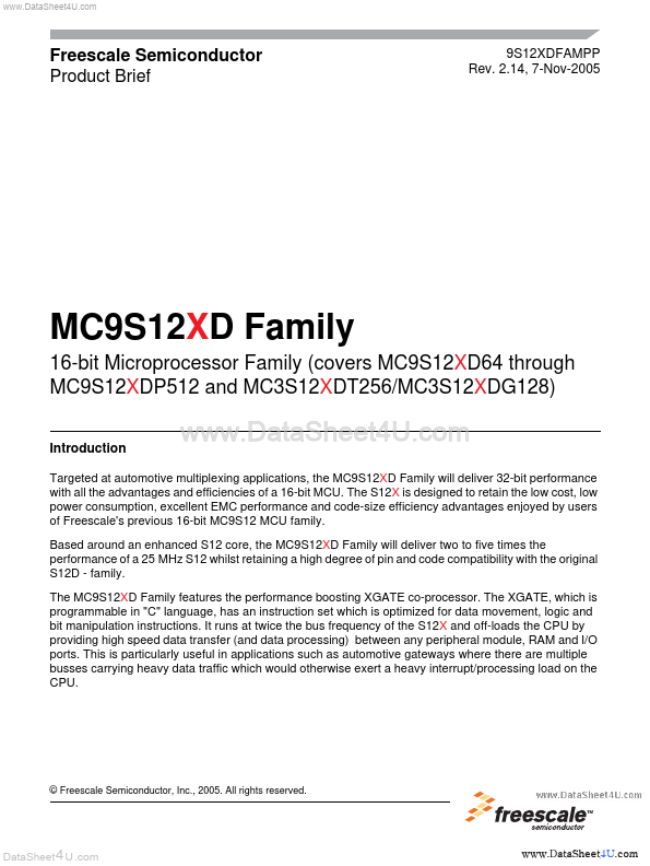 M9S12XD256CAA Freescale Semiconductor
