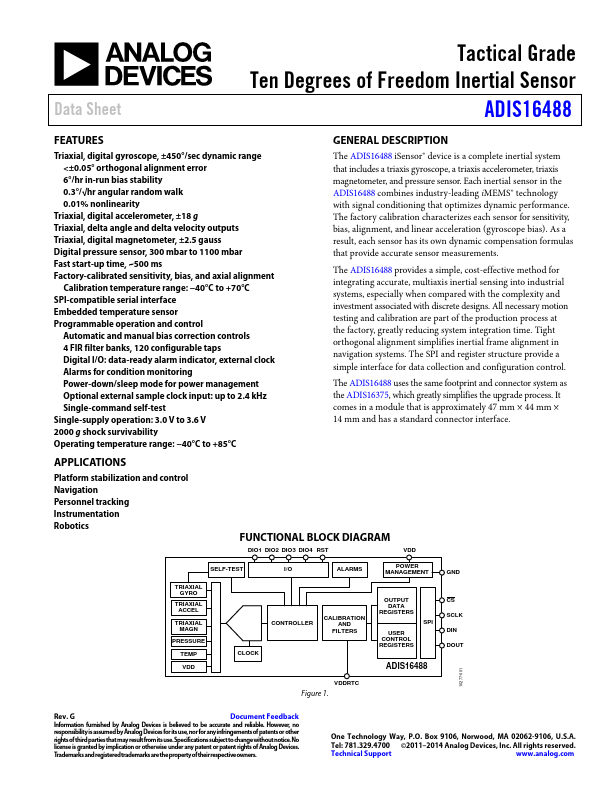 <?=ADIS16488?> डेटा पत्रक पीडीएफ