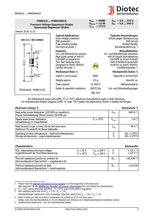 P4KE100A Diotec