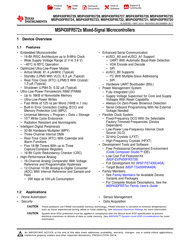 MSP430FR5725 Texas Instruments