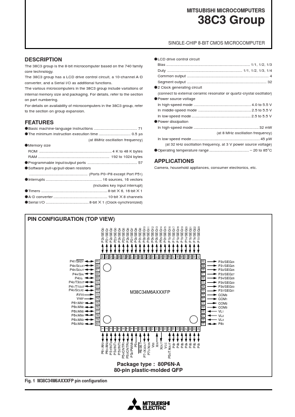 M38C36E3MXXXFP Mitsubishi