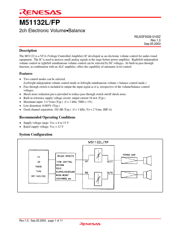 M51132L Datasheet(PDF) - Mitsubishi Electric Semiconductor