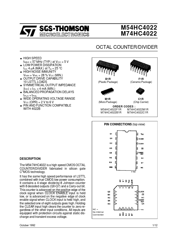 M54HC4022 ST Microelectronics