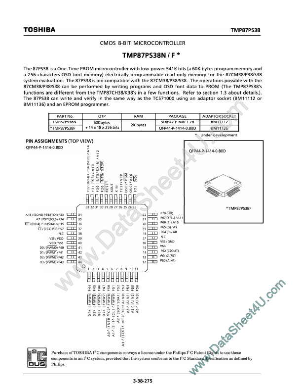 <?=TMP87PS38N?> डेटा पत्रक पीडीएफ