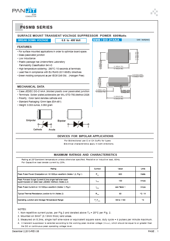 P6SMB68C Pan Jit International