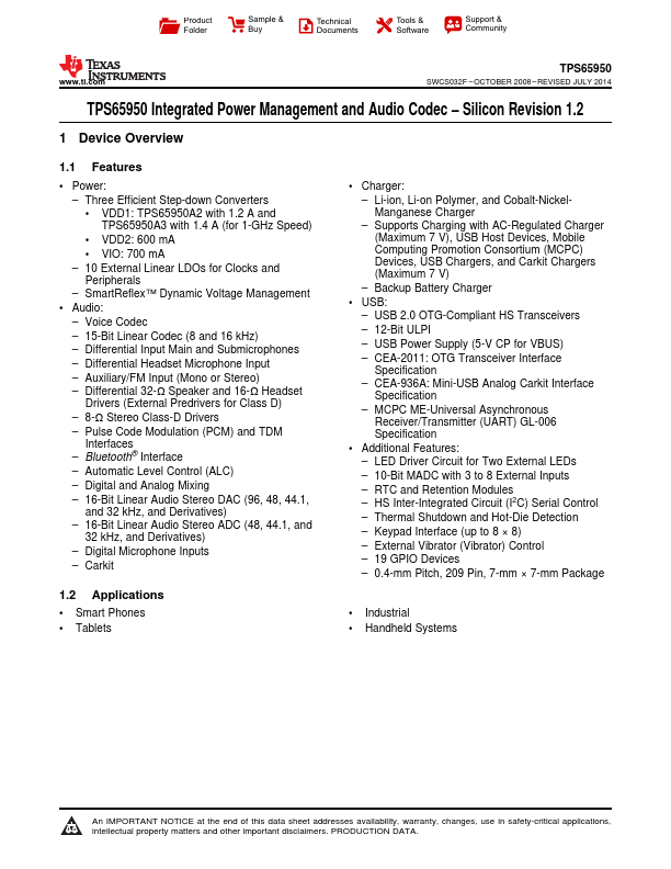 <?=TPS65950?> डेटा पत्रक पीडीएफ