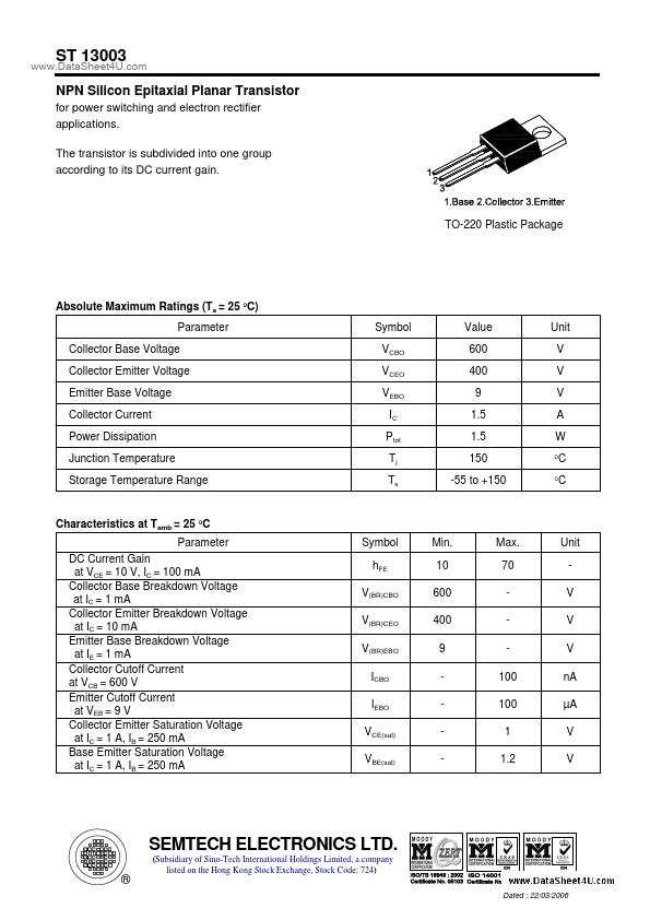 ST13003 SEMTECH