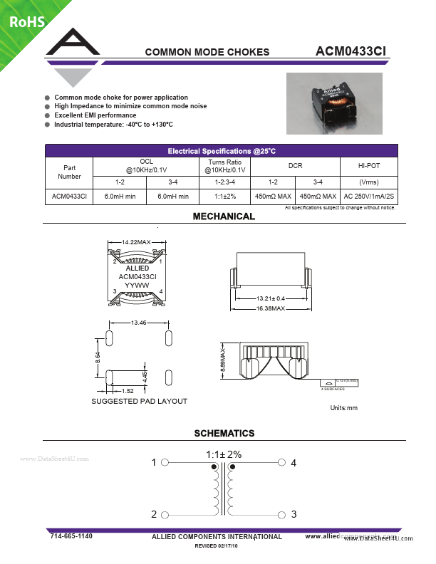 <?=ACM0433CI?> डेटा पत्रक पीडीएफ