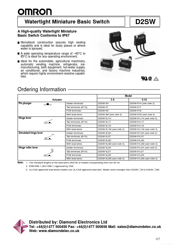 D2SW-3L3M Omron